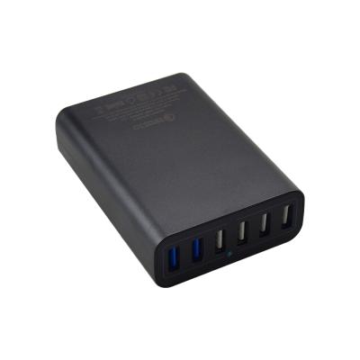 China 6-Port USB Multi Cell Phone Charger QC3.0 Travel Wall Charger Left Station with 60W Power Supply Mobile Phone Charger for sale