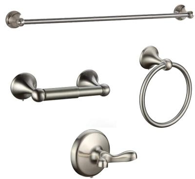 China Fashion Bathroom Accessories Silver Stainless Steel Towel Rack 4 Piece Sets for sale