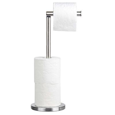 China Amazon Modern High Quality Stainless Steel Toilet Paper Holder Stand Up Free Standing Toilet Paper Holder With Shelf for sale