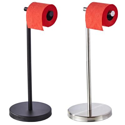 China Modern Stainless Steel Toilet Paper Holder Stand Up Free Standing Toilet Paper Holder Toilet Brush And Paper Holder for sale