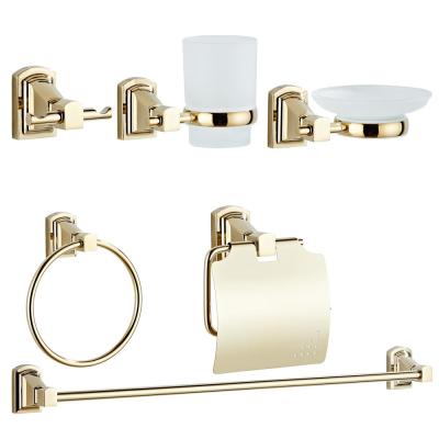 China BRIEF Bathroom Accessories Bathroom Gold High Quality Towel Rack Set 6 Pieces for sale