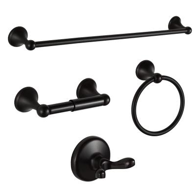 China Fashion Bathroom Accessories Stainless Steel Black Towel Rack 4 Sets for sale