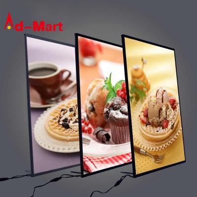 China Advertising Display Cabinet LED Poster Frame For Restaurant&Cinema Vending Products Led Advertising Light Box Frame Tempered Glass Aluminum Light Boxes for sale