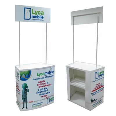 China Economic light weight 2020 exhibition display banner stand advertising portable promotion counter table/plastic/pp/ABS Promotion Table for sale