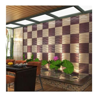 China Easy Installation Textured PU Foam Embossed 3d Decorative Wallpaper , Home Decor Faux Leather Waterproof Wall Panels for sale