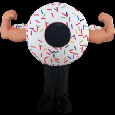 China Custom Super Soft Buff Muscle Suit Donut Plush Round Shape Mascot Costume Custom Made Mascot Costume For Sale for sale