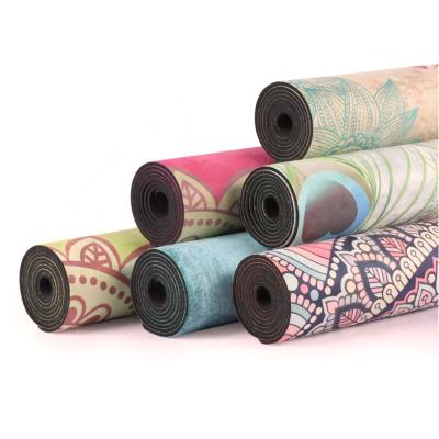 China Durable.Eco-friendly ZJFIT Printed Logo Yoga Mats Non Slip Hot Yoga Mat Floor Workouts Rubber Suede for sale