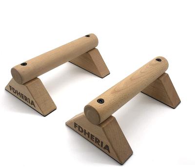 China Durable Environmental Protection//Wooden Calisthenics Parallettes Fitness Accessories New Design Fitness Equipment Portable Hand Push Bar for sale