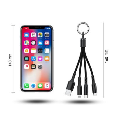 China MP3/MP4 Player 3 in 1 USB Cable for Type C Multi-Key Chain Data Sync iPhone Samsung Android Portable Mobile Phone USB Micro Line Cord for sale