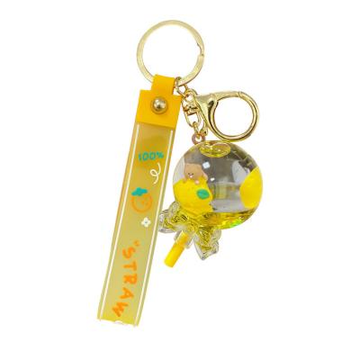 China Cartoon Factory Provide Liquid Quicksand Key Chain Accessories Lollipop Floating Key Chains For Giveaways for sale