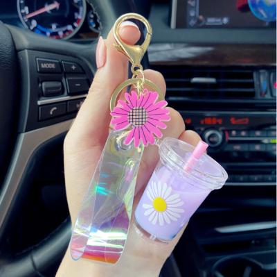 China Car Dangle Ring Wholesale Lovely Cartoon Daisy Girl Bag Wishing Bottle Keychain Cartoon Accessories for sale