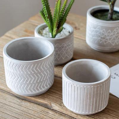 China Wholesale Fleshy Pots Potted Indoor Plant Minimalism Flower Pot Home Office Rustic Round Balcony Cement Decorations For Gift for sale