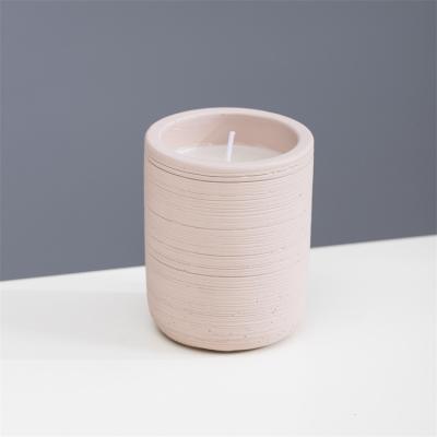 China Europe Wholesale Black Brown Blue Custom Small Clay Candles Bowl Holder Empty Pink Candle Jars Matte Concrete Candle Jar for sale