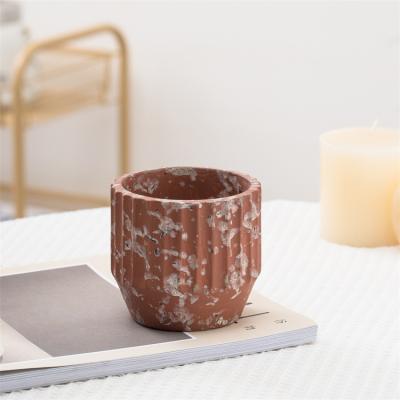 China Eco-Friendly European Round Bottom Single Cement Candle Decoration Decorative Candle Jars Indoor Outdoor Small Pot for Candles for sale