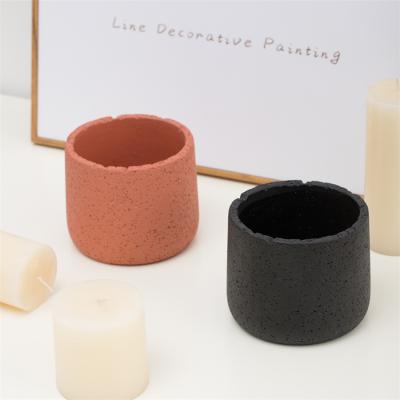 China Wholesale Cheap Indoor Outdoor Decoration Rough Design Textured Small Matte Candle Jar Black Nordic White Candle Jars Custom Made for sale