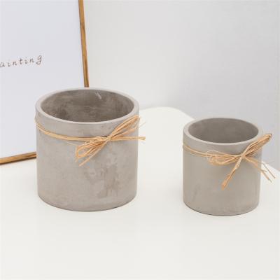 China Indoor Outdoor Decoration Manufacturer Wholesale Cement Matte Candle Jars Gray Unique Custom Concrete Holder Cylinder Clay Candle Jar for sale