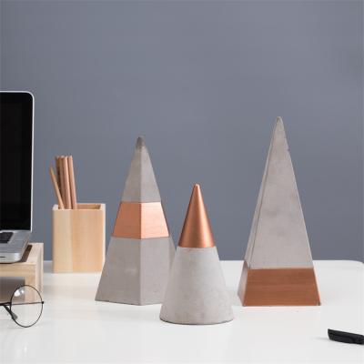 China Modern Luxury Circular Cone Pyramid Cement Vintage Ornament Geometric Interior Decorating Accessories Modern Decorations Home Decor for sale