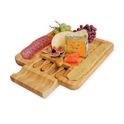 China Viable high quality hot sale kitchen bamboo cheese board with cutlery set for sale