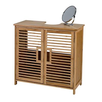 China Modern Bathroom Organization Furniture Free Standing Toilet Storage Bamboo Under Sink Cabinet for sale