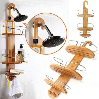 China Wall Mounted Type 3 Tier Natural Wall Mounted Waterproof Bathroom Bamboo Shower Caddy for sale