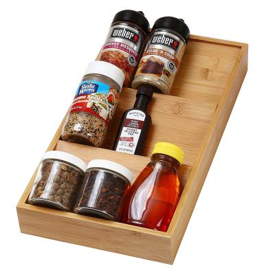 China Sustainable Classics Cabinet Drawer Tray Organizer 3-Tier Bamboo Spice Rack for sale