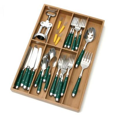 China Modern Kitchen Drawer Organizer Expandable Bamboo Cutlery Tray For Utensils for sale