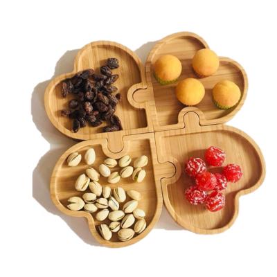 China 4 Heart Modern Wholesale Custom Bamboo Joint Tray Bamboo Serving Plates for sale