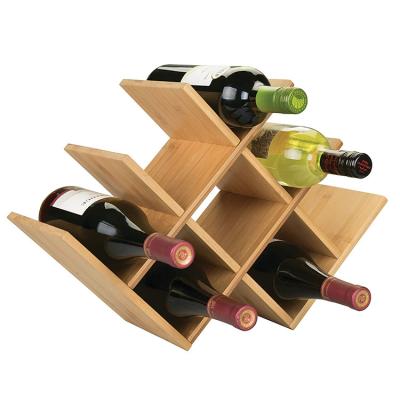 China Modern Design Sustainable Eco Friendly Storage Countertop And Apartment Furniture Bamboo Wine Rack For Kitchen And Party for sale