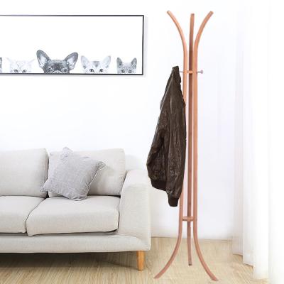 China Minimalist Natural Bamboo Made Good Quality Standing Coat Hanger Rack Bamboo Tree Shaped Coat Rack for sale