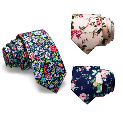 China Fashionable men's cotton with its own floral skinny ties wholesale logo tie supplier for sale