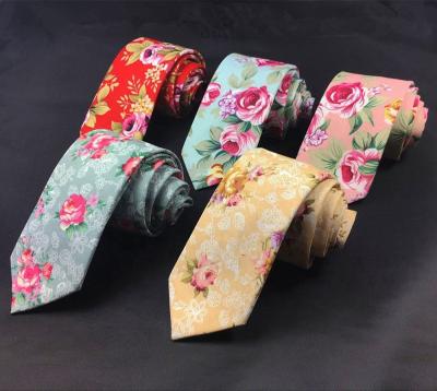 China Fashion Wholesale Mens High Quality Flowers Cotton Skinny Tie for sale