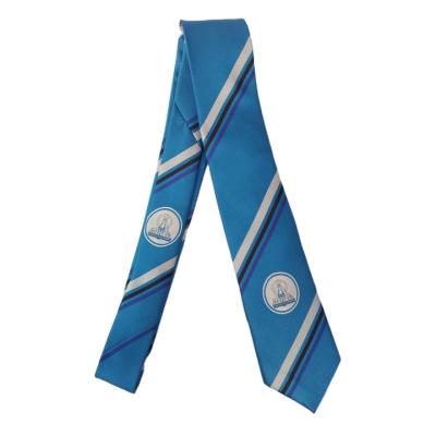 China Business Customized Company Polyester Blue School Uniform Logo Neck Tie Tie for sale