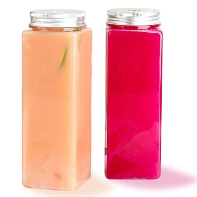 China Square Beverage Factory Wholesale PET Drink Canned Milk Tea Bottle Plastic Soda Box 500ml for sale