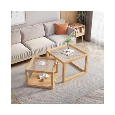 China Home acceptable Nordic glass coffee table Changhong style coffee table square reception negotiation table for sale