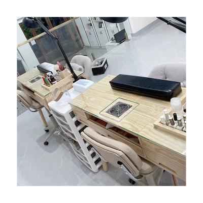 China Modern Fashion Beauty Furniture Wooden Dresser With Drawer Storage Box Simple Nail Art Table for sale