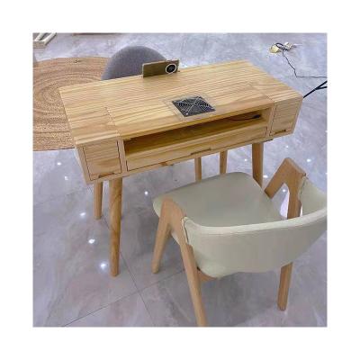 China Multifunctional solid wood double nail table storage nail table and chair modern cheap russian style set for sale