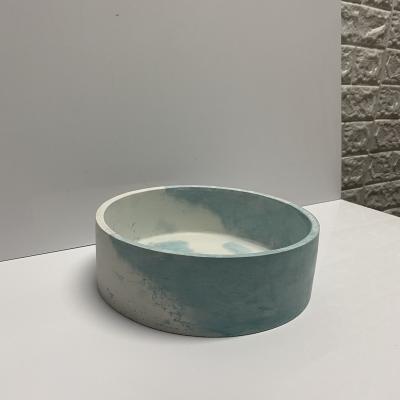 China Link Viable Blue Dye Concrete Dog Bowl / Container / Storage, Color Can Be Customized Color, for sale