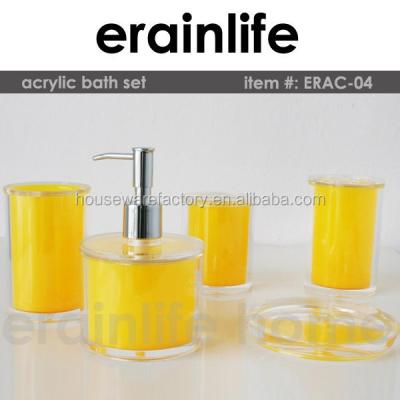 China Viable Yellow Round Design Acrylic Bathroom Accessories Sets for sale