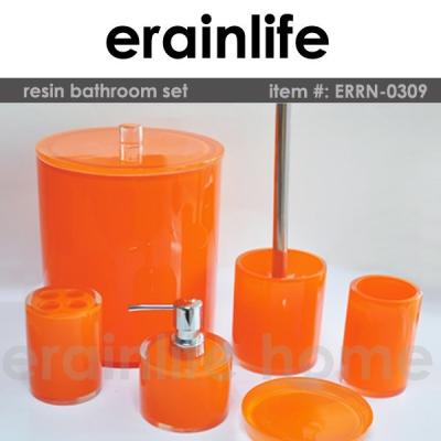 China Erainlife Resin Sustainable Orange Color Bathroom Sanitary Set for sale