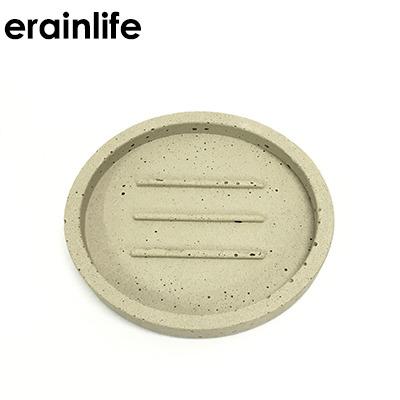 China Eco - Friendly Natural Gray Round Concrete Soap Dish For Home / Hotel Bathroom Accessories for sale