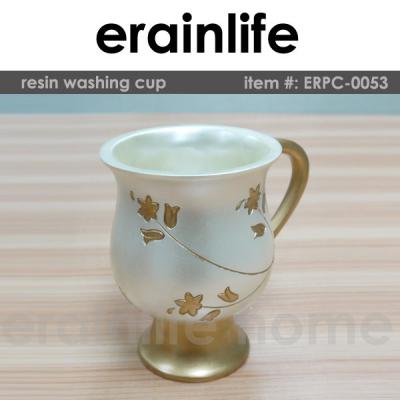 China Elegant and Worn Gold and White Trim Stocked Style Jewish Wash Mugs for sale