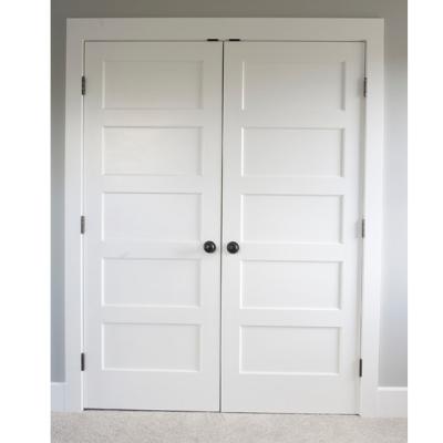 China Sound Insulation Hinged Shaker Door Two Door Leafs With White Paint MDF Inside Entry Door for sale