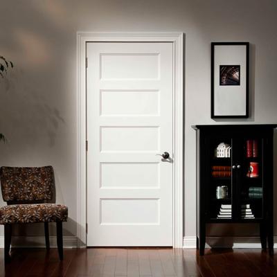 China Interior American Shaker Door , Decoration Market Five Panel MDF Lacquered White Wooden Shaker Door For Apartment for sale