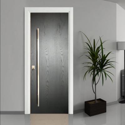 China Modern Black Color Solid Wood Exterior Door With Steel Handle for sale