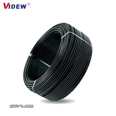 China Cable Length RVV 2 2 Copper Wire 0.3mm Wire Black Soft Sheathed Wire Power Signal Control For VIDEW Intercom for sale