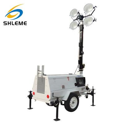 China Light tower outdoor diesel generator vehicle mounted light tower with 4 lamps 100 liters for sale