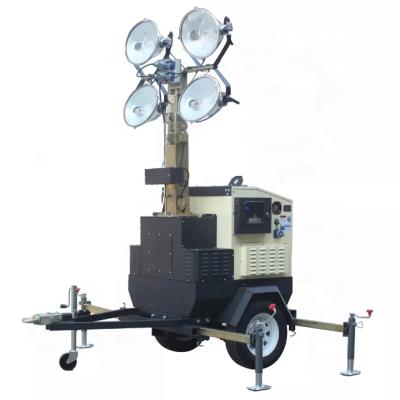 China Mobile LANDSCAPE Trailer Mounted Metal Halide Light Tower Powered By Kubota Diesel Engine 4x1000W for sale