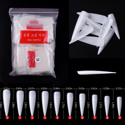 China Nail Tips Long Pointed New French Manicure Long Acrylic Nail Tips Practice Nail Stiletto Tips for sale