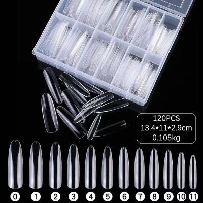 China Woman Nails Tips Long Full Cover Acrylic Fake Nails Woman Nails Tips Curved Acrylic Nail Tips Stilettos In Box for sale