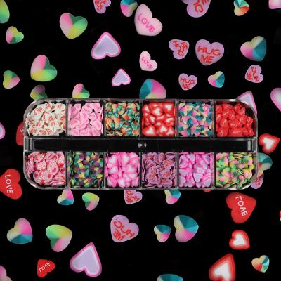 China Love Heart Nail Art Women Diy Mixed Decoration Love Heart Nail Flakes Chunky Nail Art Glitter For Valentines Day for sale